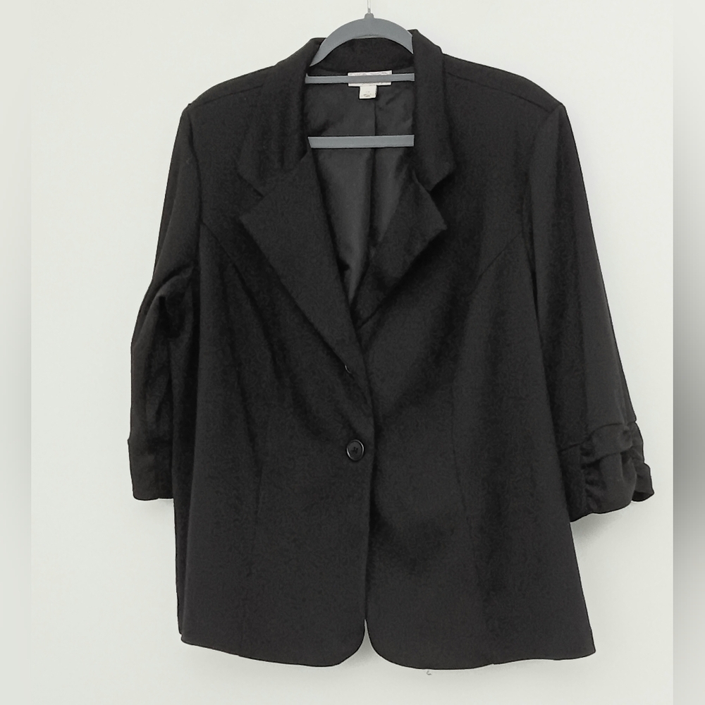 Dressbarn Black Blazer Women's Size 3X Buttons Elbow Sleeves Lined Pre-owned